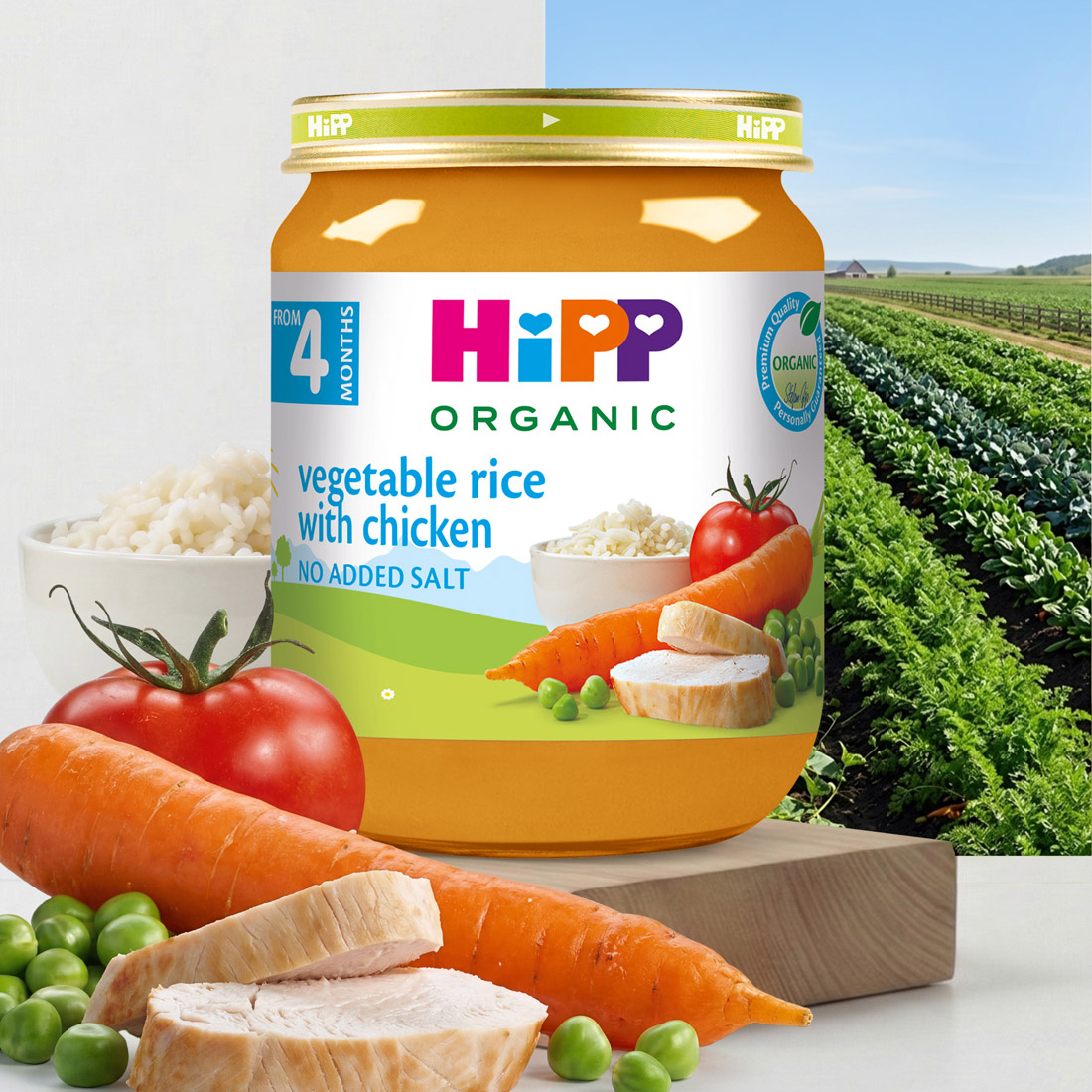 Органічне пюре  «Овочеве рагу з рисом та куркою»  HiPP