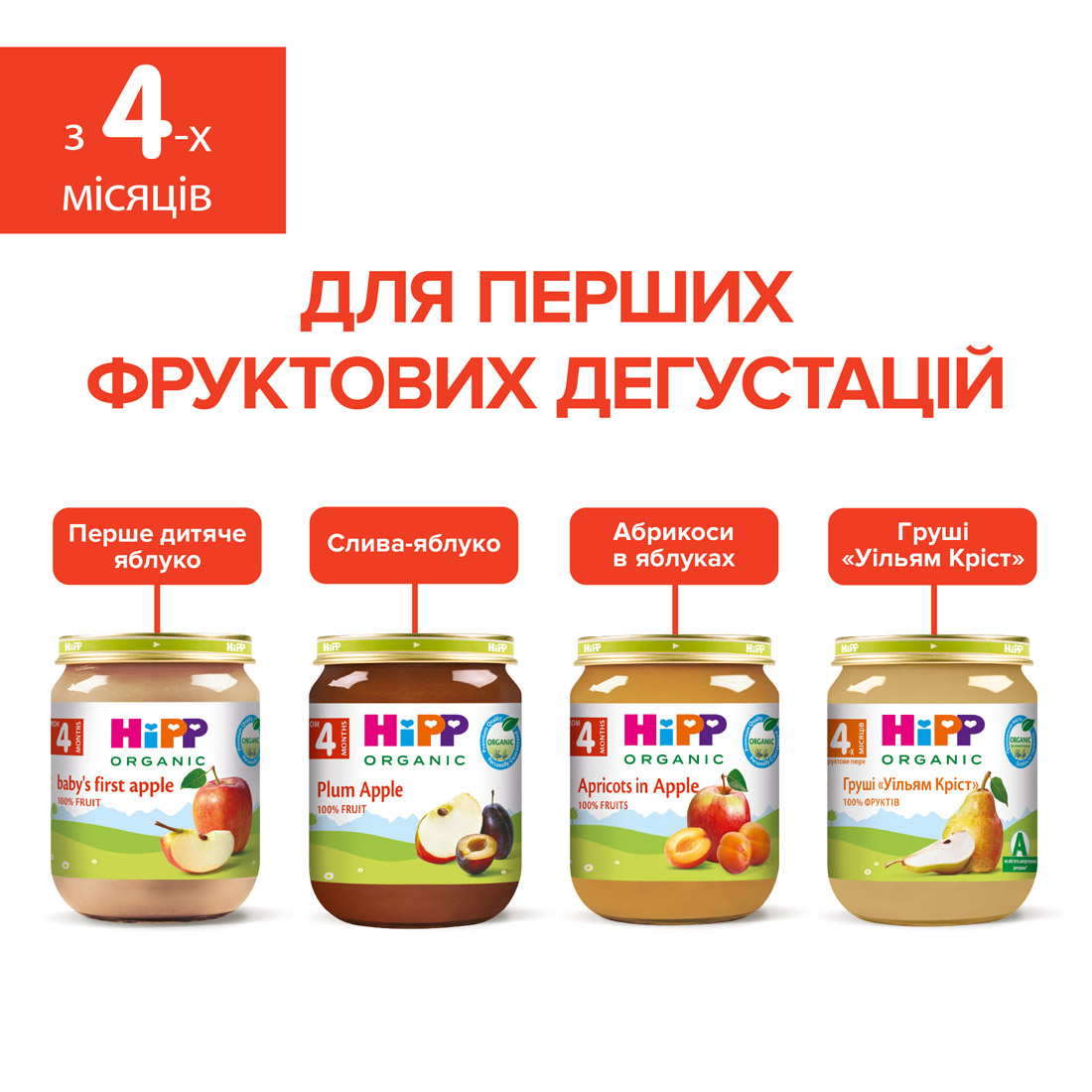 Органічне фруктове пюре "Абрикоси  в яблуках"